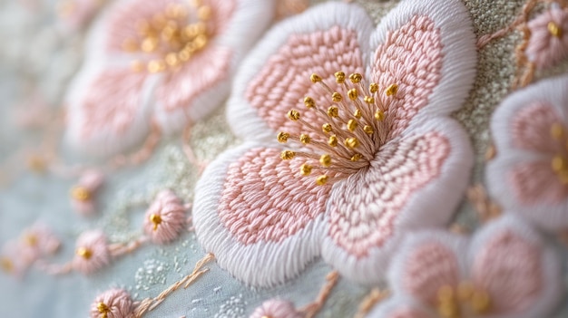 Haftowana poduszka w pastelowe kwiaty